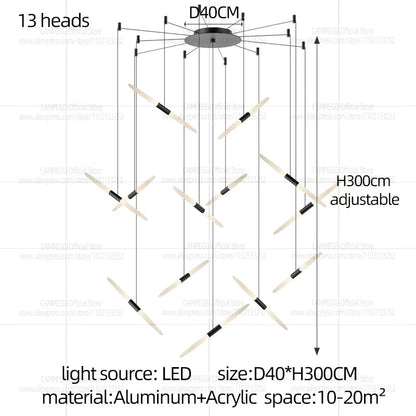 Modern Black Multi-Light Stairwell Pendant Light - Decorbites