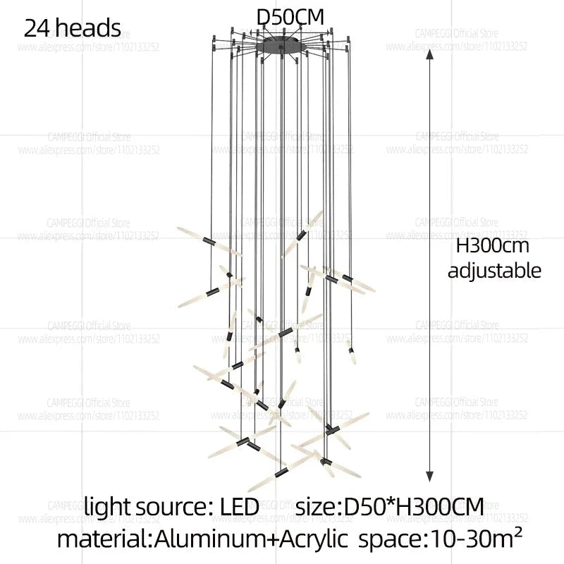 Modern Black Multi-Light Stairwell Pendant Light - Decorbites