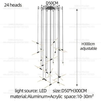 Modern Black Multi-Light Stairwell Pendant Light - Decorbites