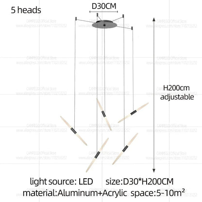 Modern Black Multi-Light Stairwell Pendant Light - Decorbites