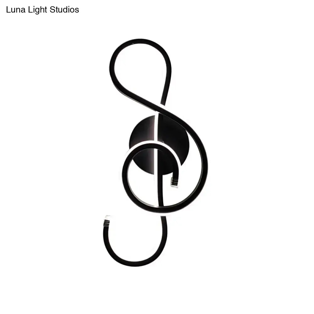 Modern black led wall light shaped like a treble clef music note design for living room wall lamp decor