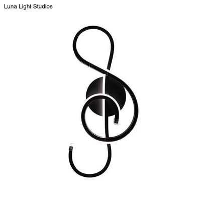 Modern black led wall light shaped like a treble clef music note design for living room wall lamp decor