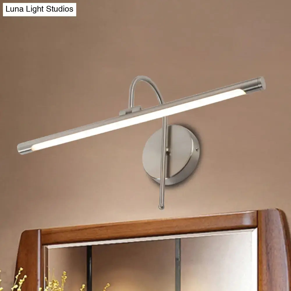 Modern black and nickel led wall lamp with metal shade featuring a brushed nickel curved arm and rectangular led bar