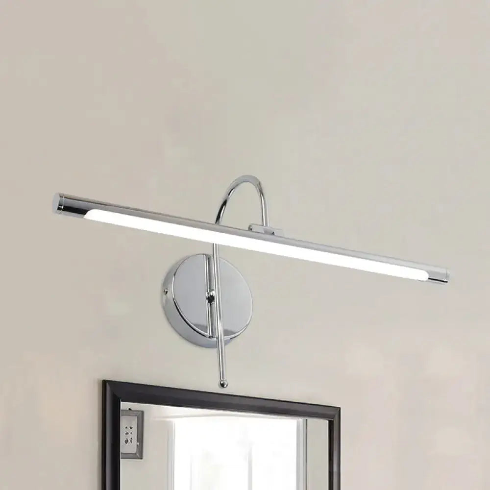Modern black and nickel led wall lamp with chrome finished rectangular led vanity light and adjustable arm for bathroom use