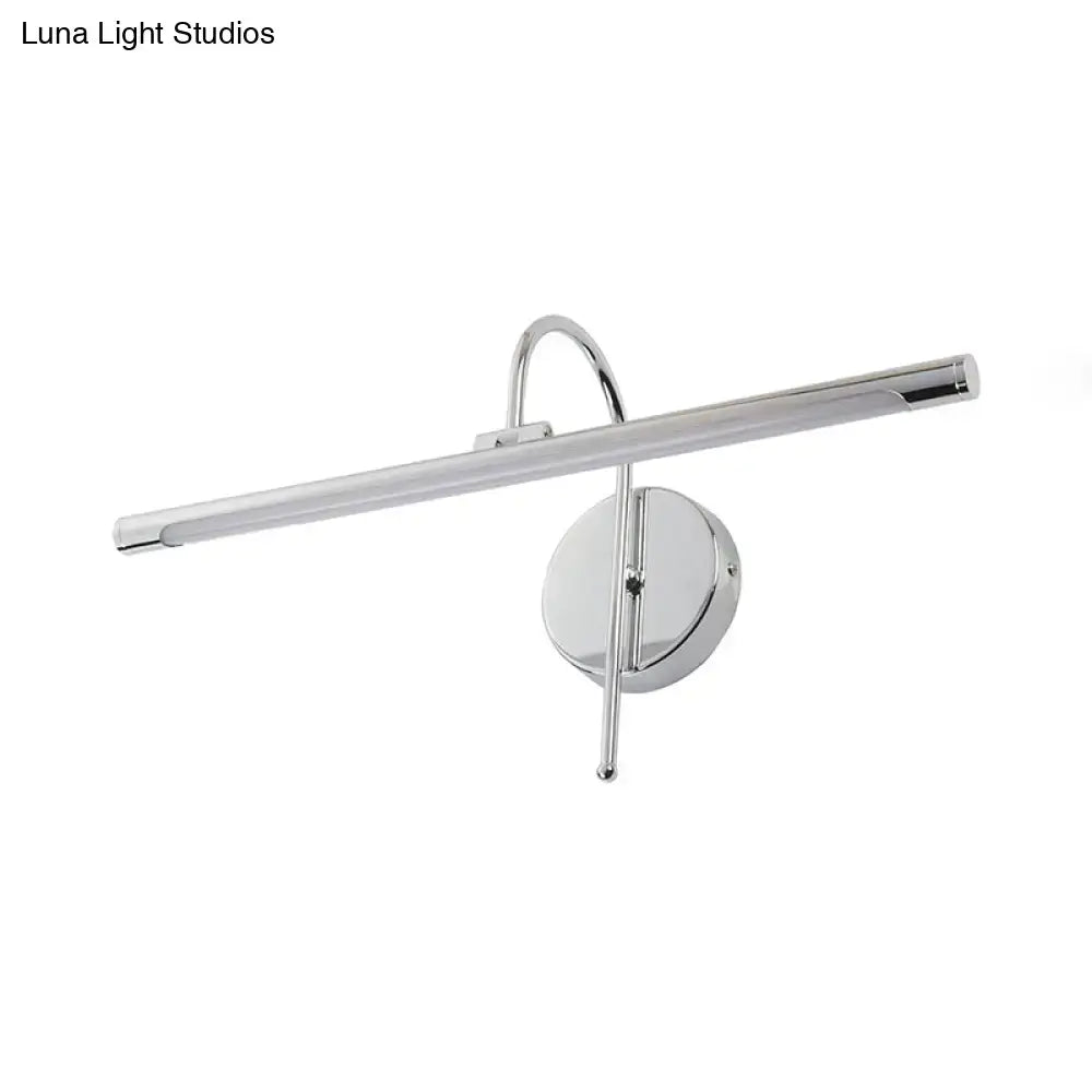 Modern black and nickel led wall lamp with chrome finish metal shade and sleek elongated bar design for bathroom vanity