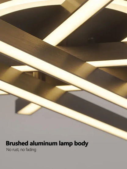Modern black nordic led ceiling chandelier with brushed aluminum body and warm white integrated led strips by decorbites
