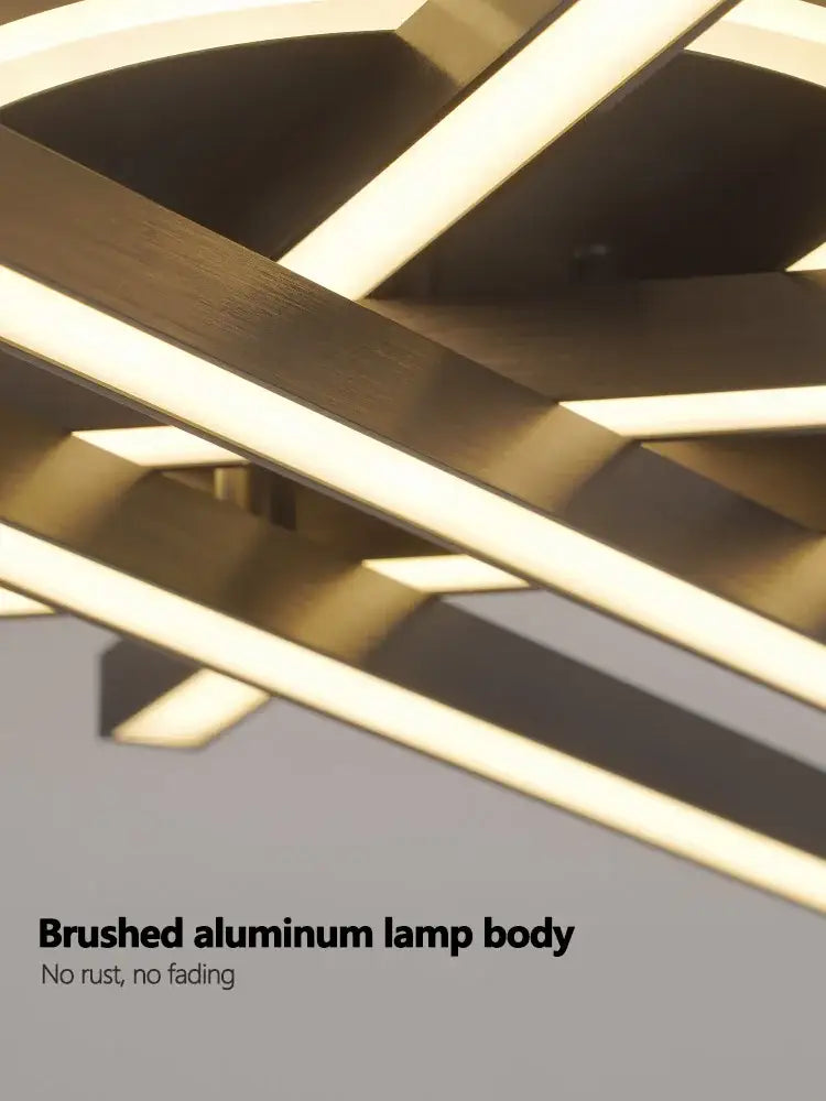 Modern black nordic led ceiling chandelier with brushed aluminum body and warm white integrated led strips by decorbites