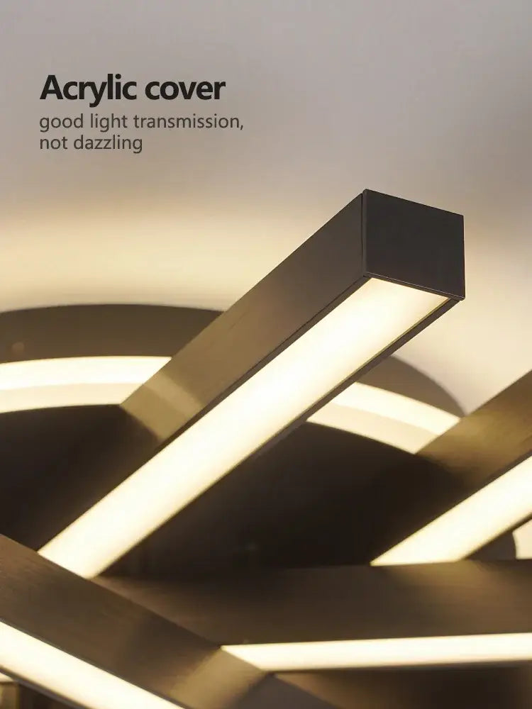 Modern black nordic led ceiling chandelier with geometric design and acrylic cover for warm living room decorbites nordic led lighting
