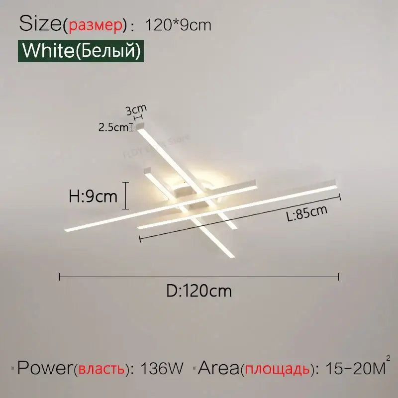 Modern black nordic led ceiling chandelier with white sleek intersecting bar led ceiling chandelier for living room decorbites nordic led