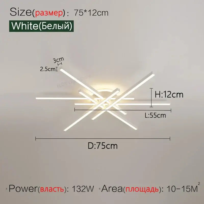 White modern led ceiling chandelier with intersecting angular bars for living room decorbites nordic led lighting