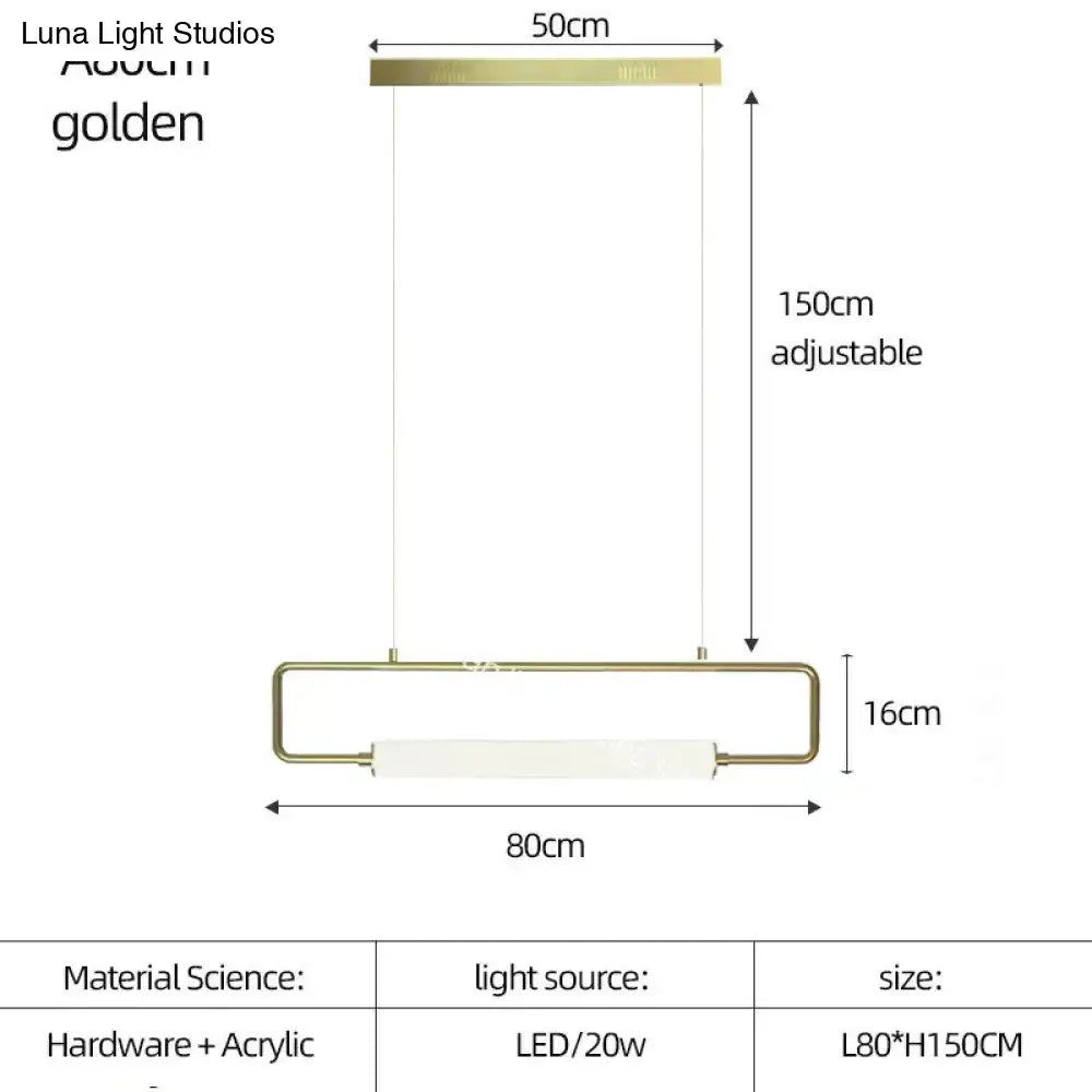 Decorbites™ nordic minimalist bar pendant light with adjustable golden rectangular frame and acrylic diffuser led lighting
