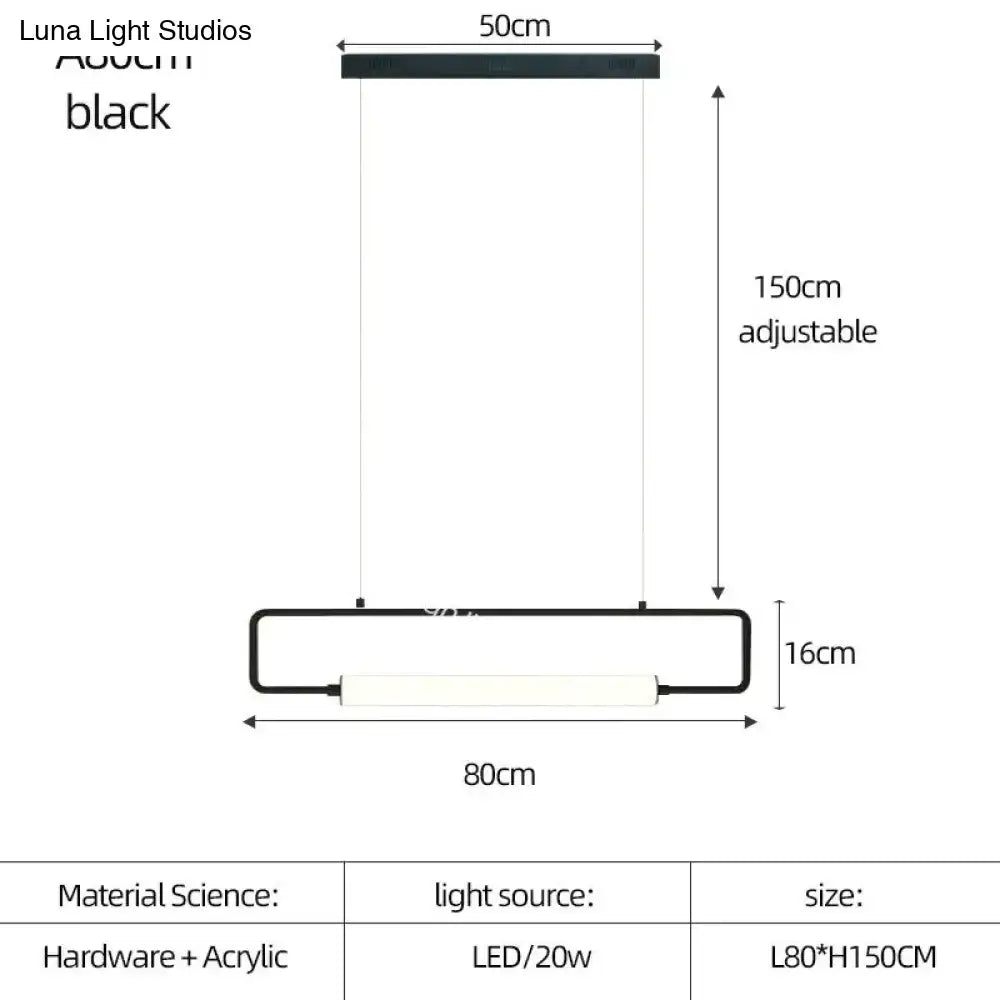 DecorBites™ black rectangular acrylic pendant light with sleek hardware and adjustable height nordic minimalist bar design