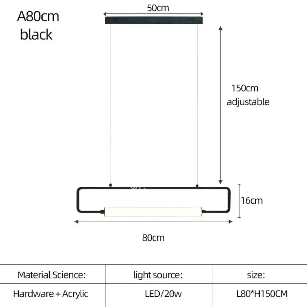 Black a80cm adjustable led pendant light with sleek hardware and acrylic design for nordic minimalist bar hanging