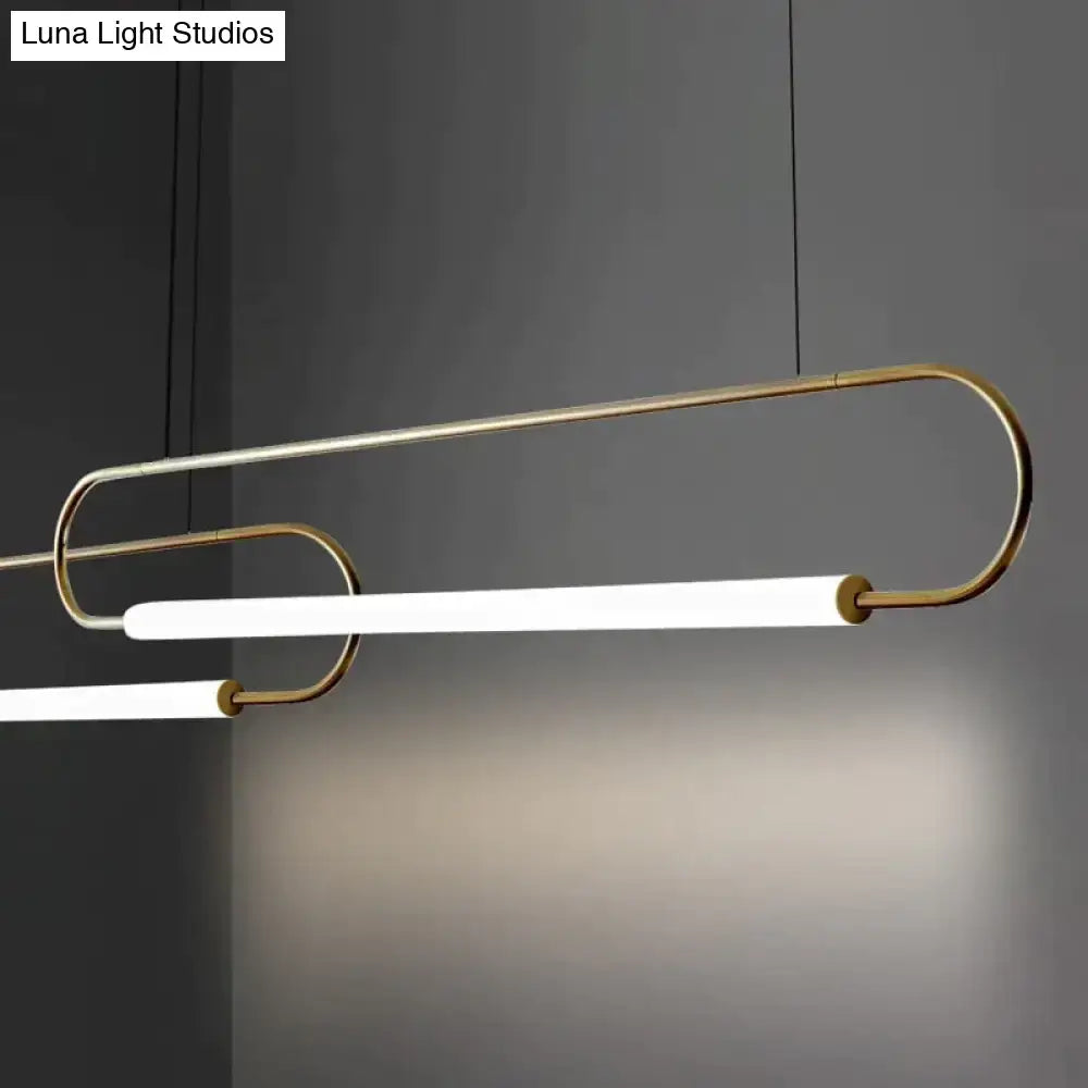 DecorBites™ nordic minimalist bar pendant light with white led tubes and brass-colored metal loops in a sleek design