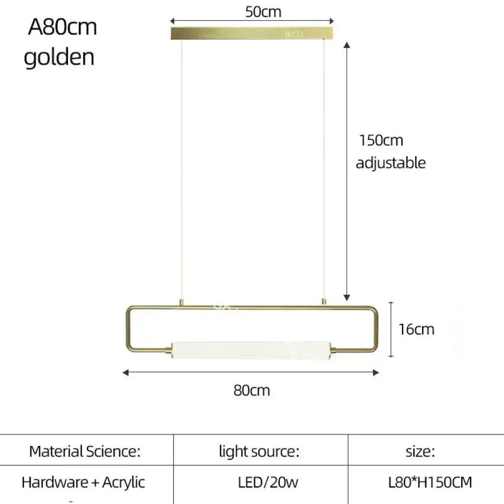 DecorBites™ nordic minimalist bar pendant light with a golden metallic frame and adjustable height acrylic diffuser