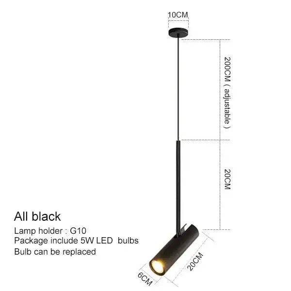 Modern black nordic pendant chandelier featuring sleek cylindrical design and adjustable 20cm length for dining room decorbites black nordic