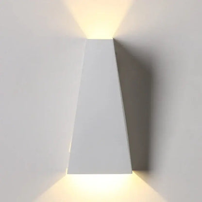 Modern black and off-white led wall lamp with sleek angular design emits warm ambient light for bedroom decorbites dual head