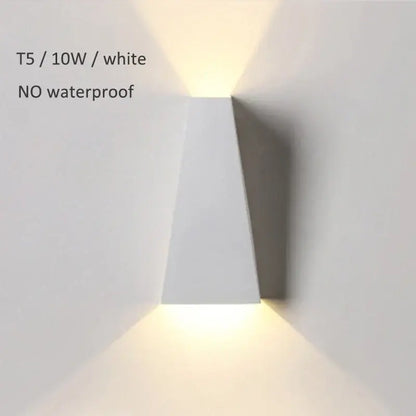 White t5 led wall lamp with 10w output emitting warm white light for modern black and off-white bedroom decorbites dual head