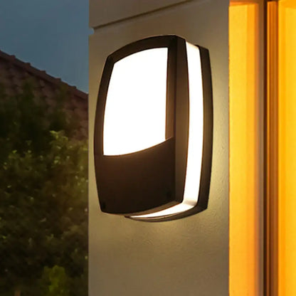 Modern black outdoor led wall lamp with sleek rectangular design and warm white led lighting mount light fixture