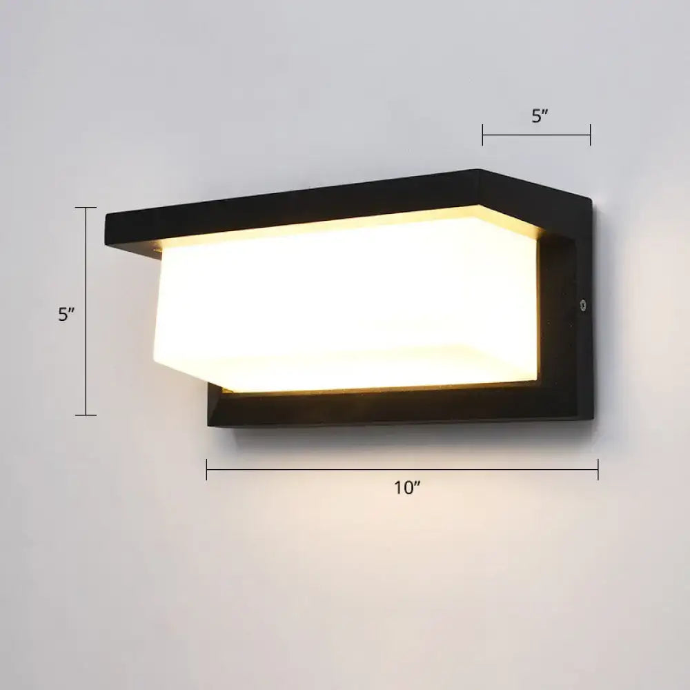 Modern black outdoor led wall lamp with rectangular frosted panel and warm white illumination for wall lamp use