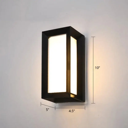 Modern black outdoor led wall lamp with frosted glass panels and rectangular design as a stylish wall lamp