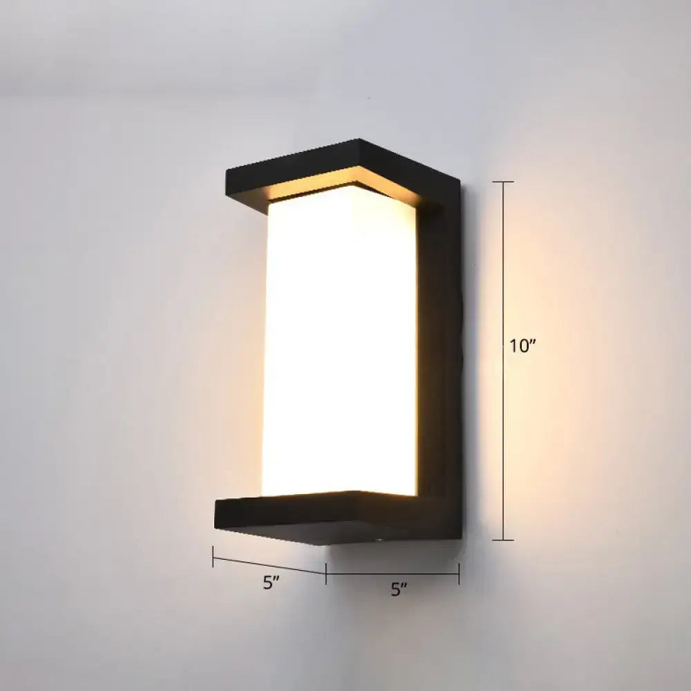 Modern black outdoor led wall lamp rectangular frosted light with warm glowing diffuser for wall lamp use