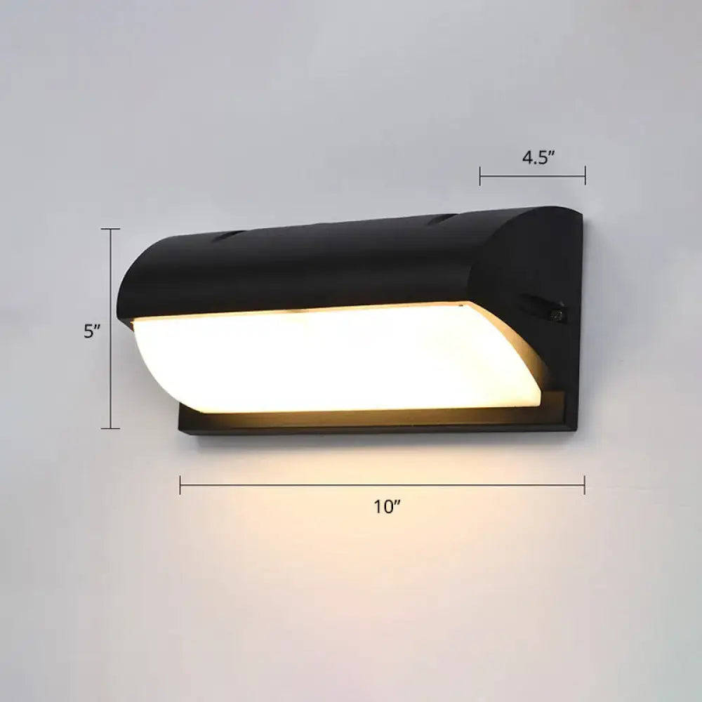 Modern black outdoor led wall lamp with a sleek rectangular frosted design and warm white illumination for wall lamp use