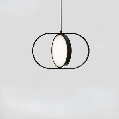 Modern black oval pendant light with adjustable angle featuring a glowing circular led panel for dining room decorbites adjustable angle