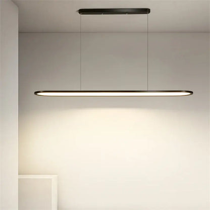 Modern black minimalist decorbites led pendant lights with sleek rectangular design and thin hanging cords for indoor lighting