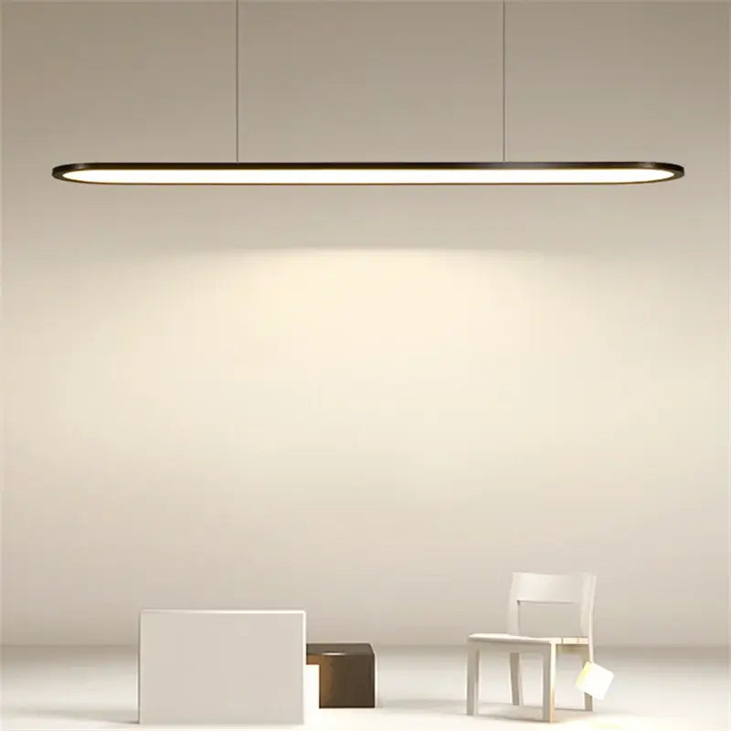 Minimalist DecorBites LED pendant light with sleek black frame and warm white illumination for modern indoor decor