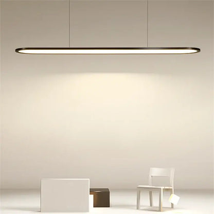 Minimalist DecorBites LED pendant light with sleek black frame and warm white illumination for modern indoor decor