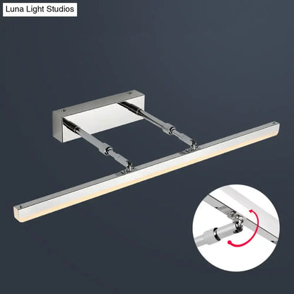 Modern black pivoting bar led wall mount lamp with chrome finished adjustable mirror light and articulated arms for flexible positioning