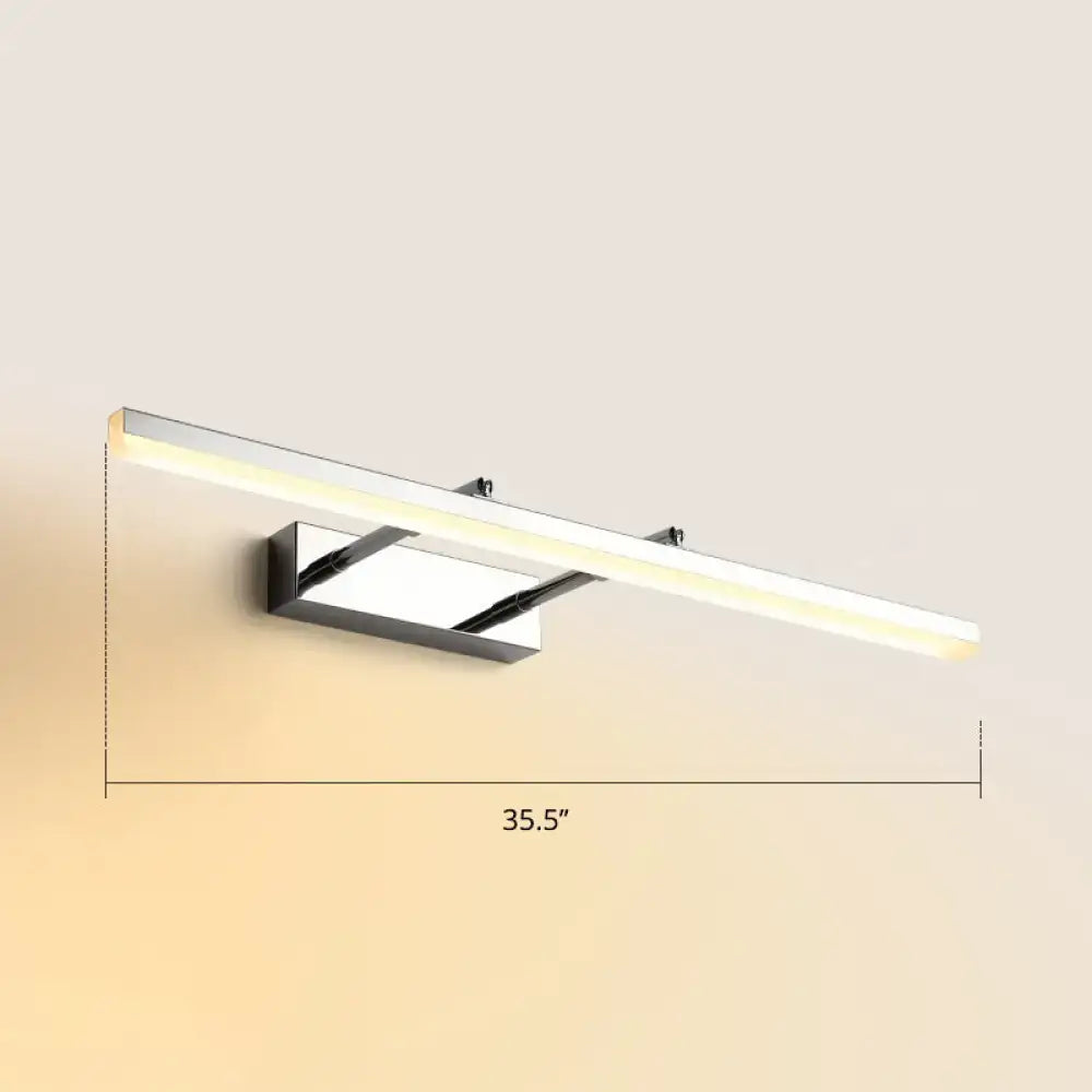 Modern black pivoting bar led wall mount lamp with chrome finish and warm white illumination for bedroom vanity use
