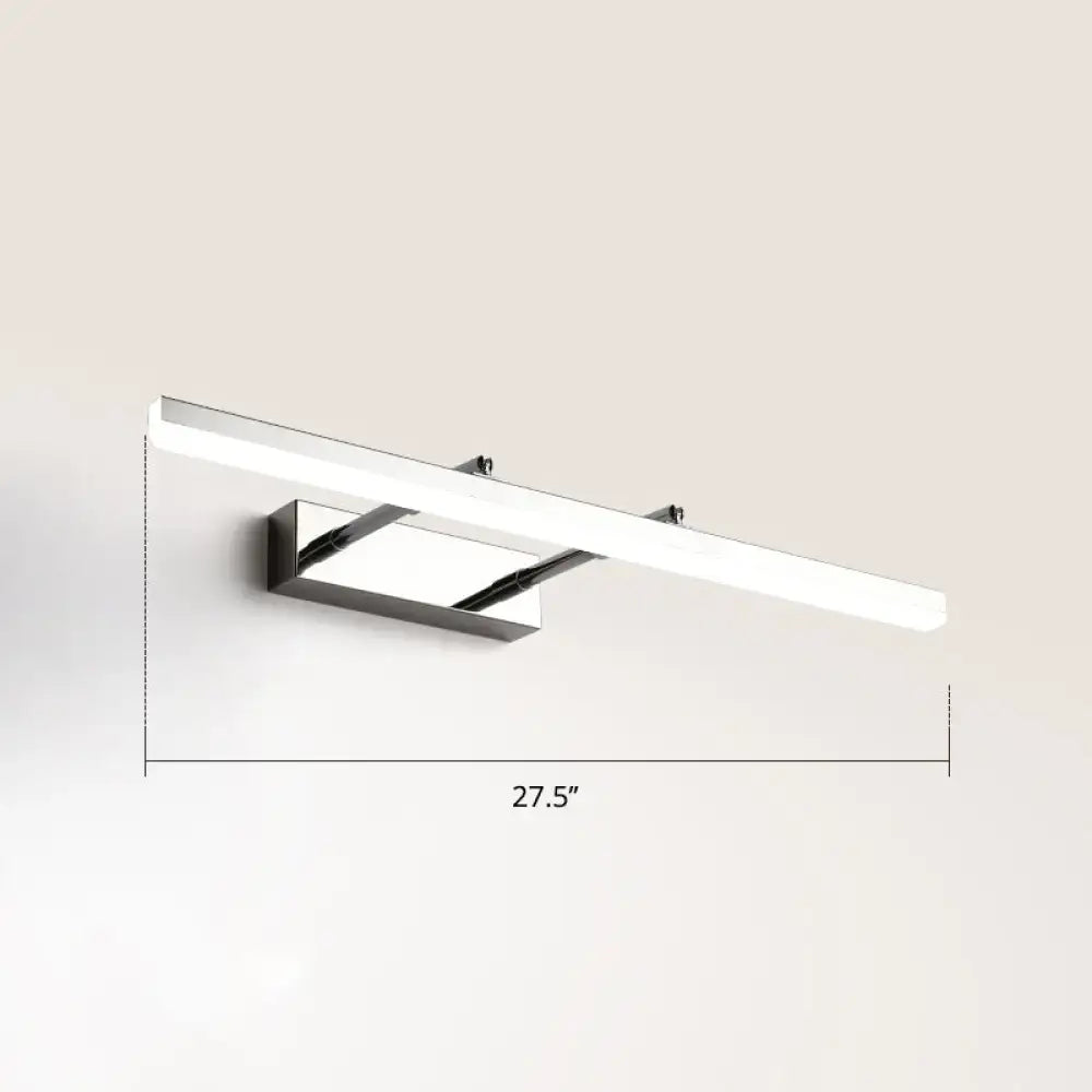 Modern black pivoting bar led wall mount lamp with chrome finish and 27.5-inch sleek rectangular design for vanity use