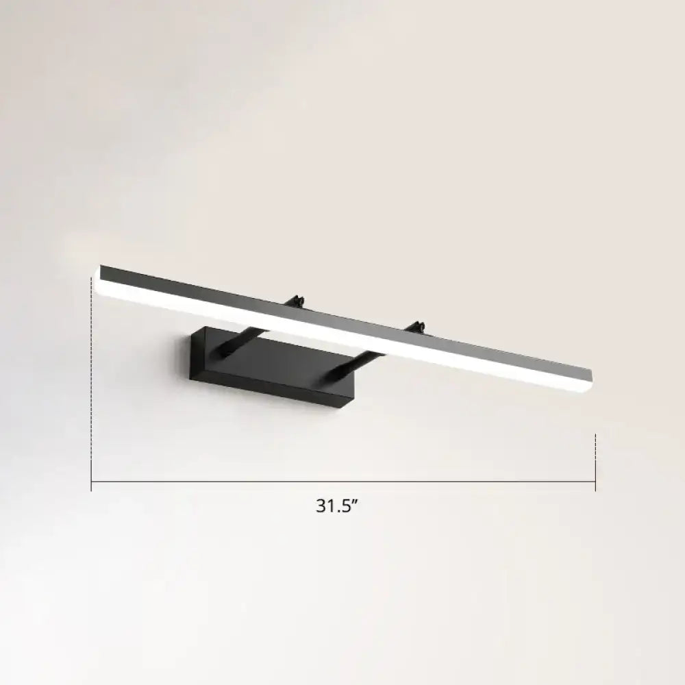 Modern black pivoting bar led wall mount lamp with sleek rectangular design 31.5 inch for bedroom vanity lighting