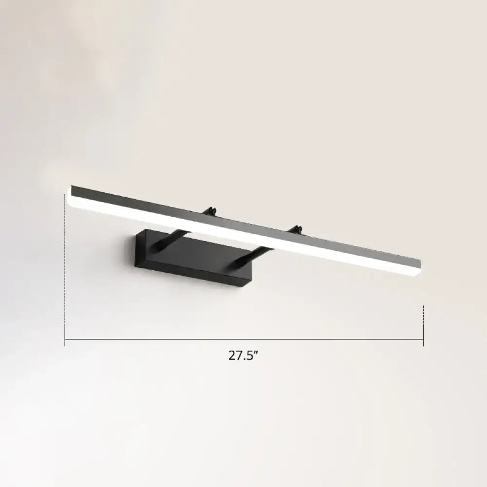 Modern black pivoting bar led wall mount lamp with sleek rectangular design 27.5 inch length for bedroom vanity lighting