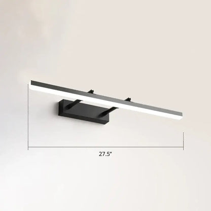 Modern black pivoting bar led wall mount lamp with sleek rectangular design 27.5 inch length for bedroom vanity lighting
