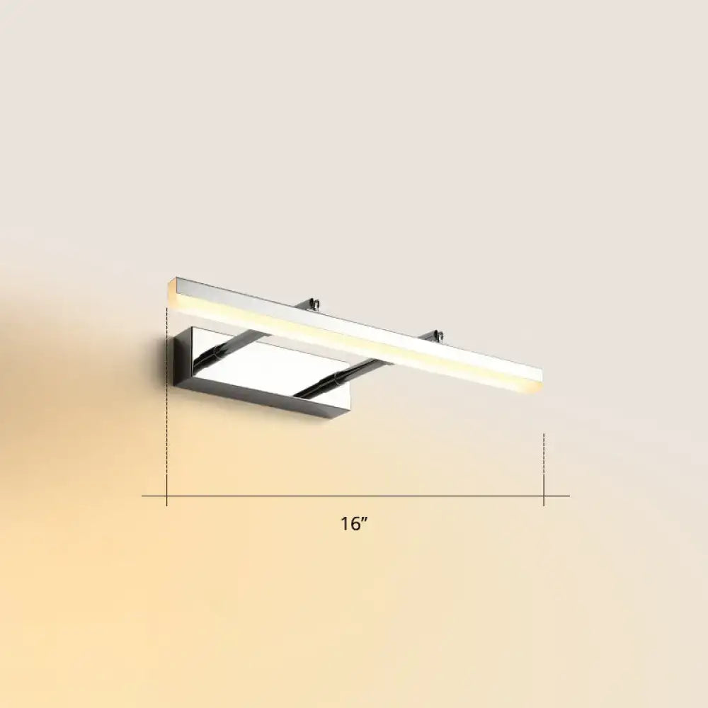 Modern black pivoting bar led wall mount lamp with chrome finish and warm white light for bedroom vanity use