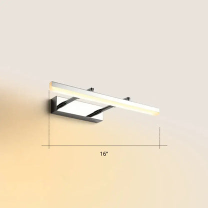 Modern black pivoting bar led wall mount lamp with chrome finish and warm white light for bedroom vanity use