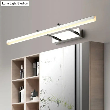 Modern black pivoting bar led wall mount lamp with chrome-finished rectangular light and warm white illumination for vanity use