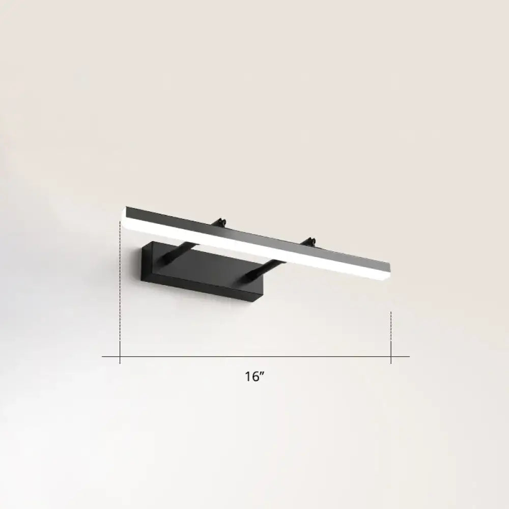 Modern black pivoting bar led wall mount lamp with sleek rectangular design 16-inch length for bedroom vanity lighting