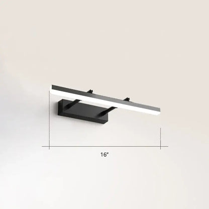 Modern black pivoting bar led wall mount lamp with sleek rectangular design 16-inch length for bedroom vanity lighting
