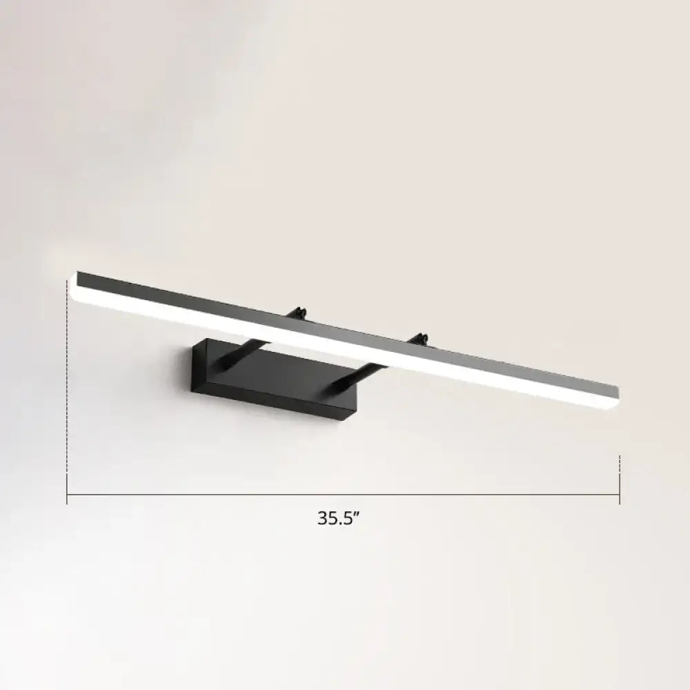 Modern black pivoting bar led wall mount lamp with sleek rectangular design 35.5-inch length for bedroom vanity lighting