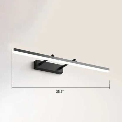 Modern black pivoting bar led wall mount lamp with sleek rectangular design 35.5-inch length for bedroom vanity lighting