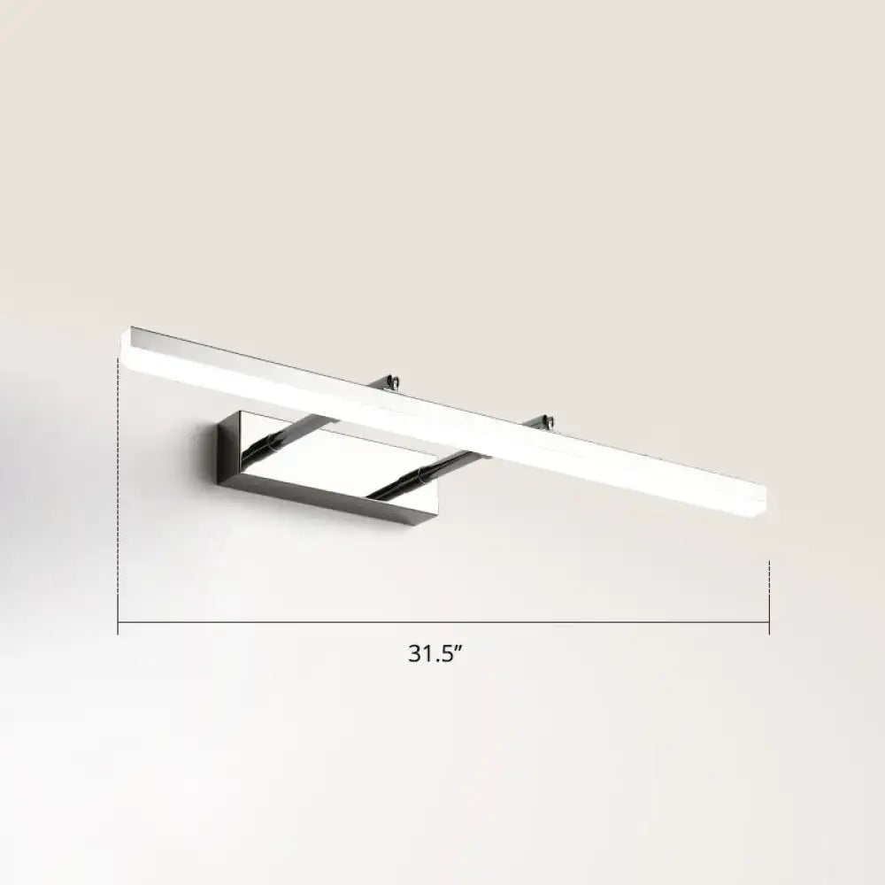 Modern black pivoting bar led wall mount lamp with chrome finish and rectangular 31.5-inch length for bedroom vanity