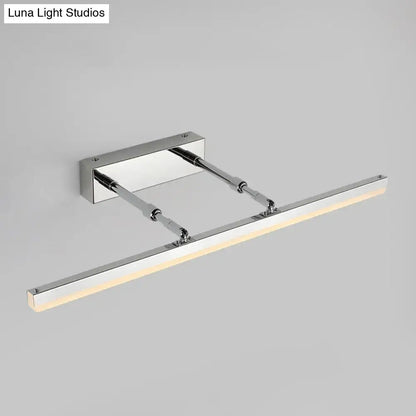 Modern black pivoting bar led wall mount lamp with chrome finish and adjustable design for bedroom vanity lighting