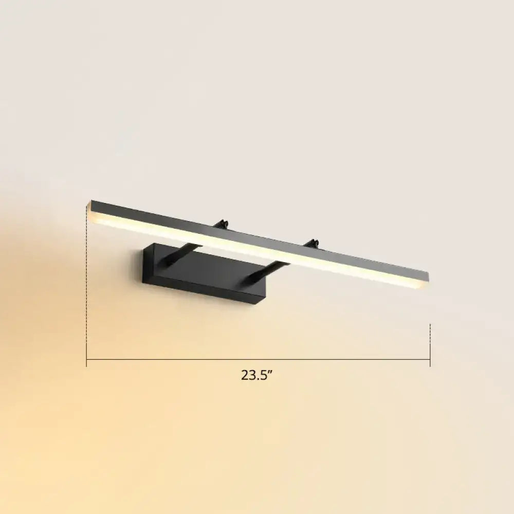 Modern black pivoting bar led wall mount lamp with sleek rectangular design and warm white light for bedroom vanity