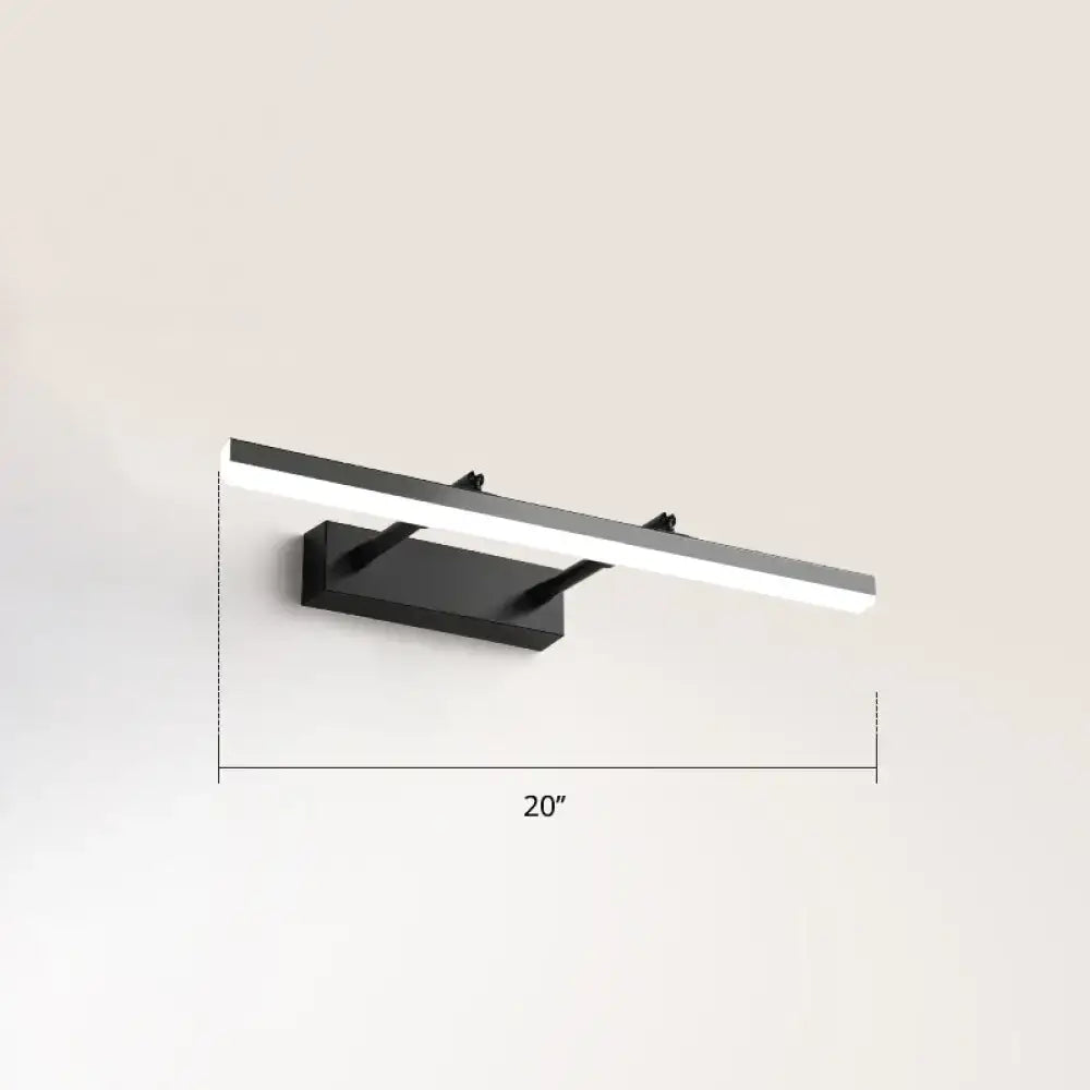 Modern black pivoting bar led wall mount lamp with sleek rectangular design 20-inch length for bedroom vanity lighting