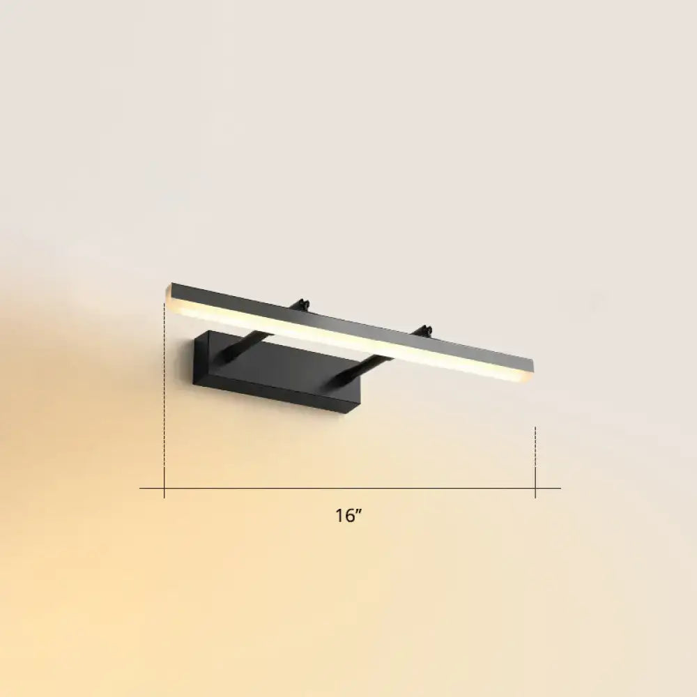 Modern black pivoting bar led wall mount lamp with sleek rectangular design 16-inch length for bedroom vanity lighting