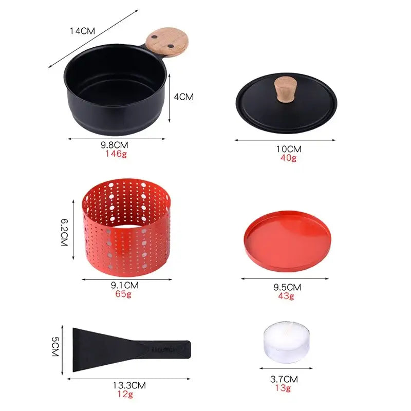 Black ceramic raclette fondue set pot with wooden handle and lid 14cm diameter for modern dining table grill